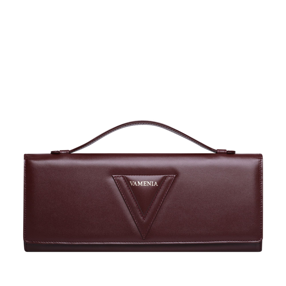 Long clutch made of calf leather in bordeaux -BONA DEA-